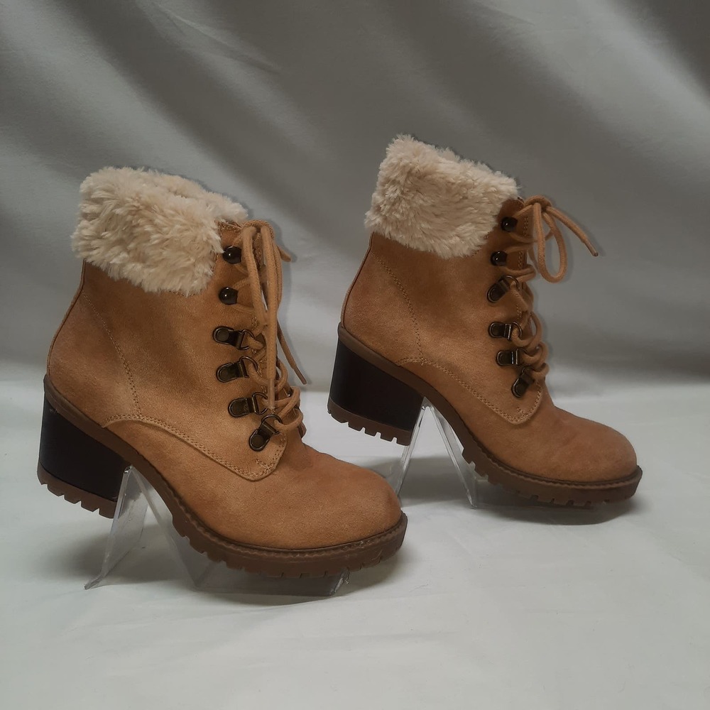 Cozy Tan Ankle Boots with Faux Fur by [Brand]